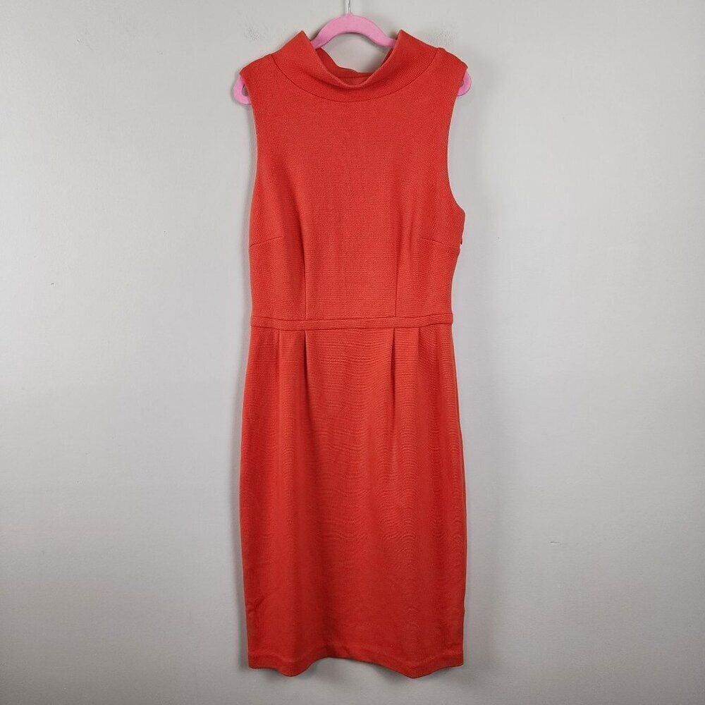 Boden Orange Sleeveless Mock Neck Dress Size 6 L women Side Zip